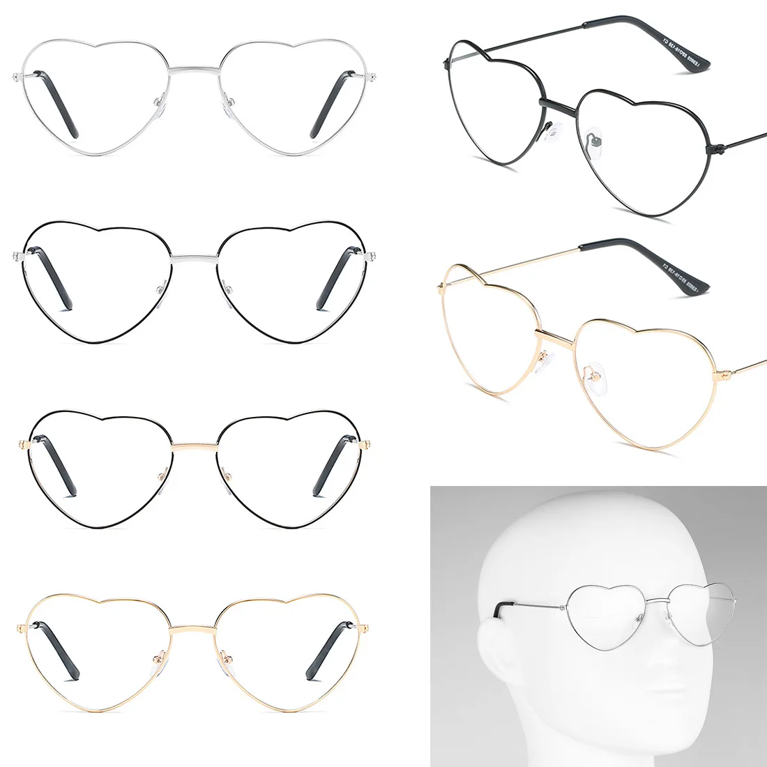 

1PCS Retro Heart Shaped Eyeglasses Women Vintage Metal Frame Clear Lens Glasses Ladies Cute Cateye Glasses Gafas gafas de sol