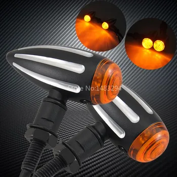 

10 MM Black Aluminum Alloy Amber Lens Turn Signal Rights Mount Kit Edge Cut Fit For Harley Honda Choppers Cafe Racers Universal
