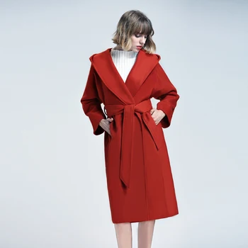 

England Women Casaco Feminino 2018 Autumn Winter Woolen Coat Solid Belted Overcoat Elegant Kimono Woman'S Coat Retro Outwear