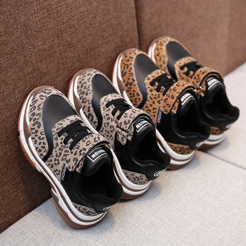 

Leopard Print Genuine Leather Exceed Fire Real Children's Girl Shoes Tide
