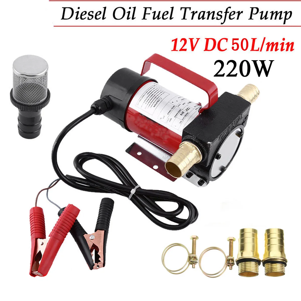 

A Set 12V Portable Electric Transfer Pump Kit Fluid Extractor Auto Oil Transfer Pump Kit Plubing 50L/min