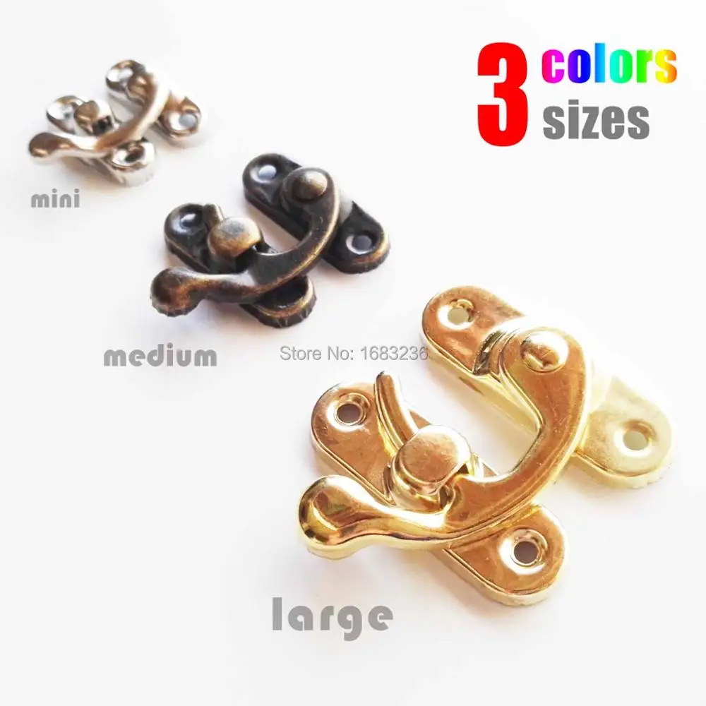 

12pcs Jewelry Chest Gift Wine Wooden Box Case Toggle Latch Furniture Leather Bag Handbag Suitcase Hasp Hook Lock 3 size color