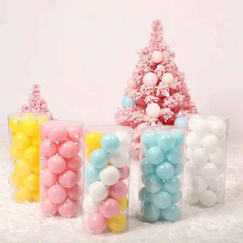 

24 Pcs Macaron Color Ocean Ball Christmas Tree Decoration Pendant Colored Plastic Ball Children's Toy Window Decoration