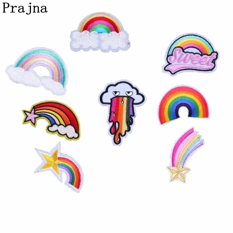 Prajna Iron-On Embroidered Patches Rainbow Patch Sewing Applique For Clothes DIY Stickers Patchwork Accessories Cartoon Badges | Дом и сад