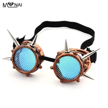 Gran oferta, gafas Steampunk para hombre y mujer, gafas cibernéticas con remaches, gafas clásicas góticas Vintage Unisex