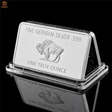 Изысканное немецкое серебро. 999 мята 1 Троя унция буйвола Европейский с серебряным покрытием металлический слиток бар копия монет коллекция