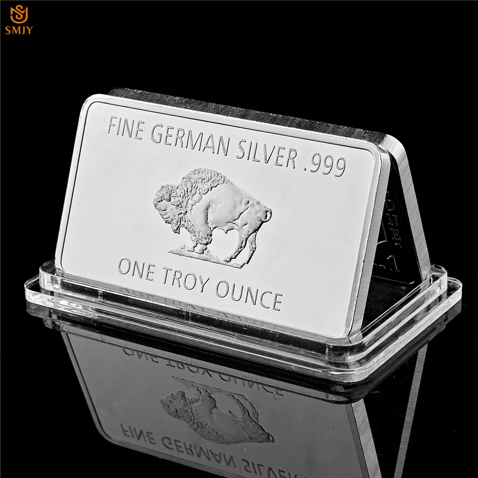 

Fine Germany Silver .999 Mint 1 Troy Ounce Buffalo European Silver Plated Metal Bullion Bar Copy Coins Collection