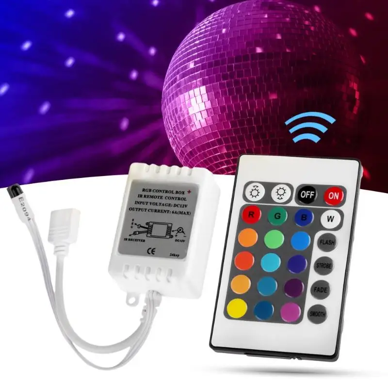 

24 Keys IR Remote Controller Wireless Light Strip Security Drive 5050 RGB LED Light Strip Light Control Box RGB Controler