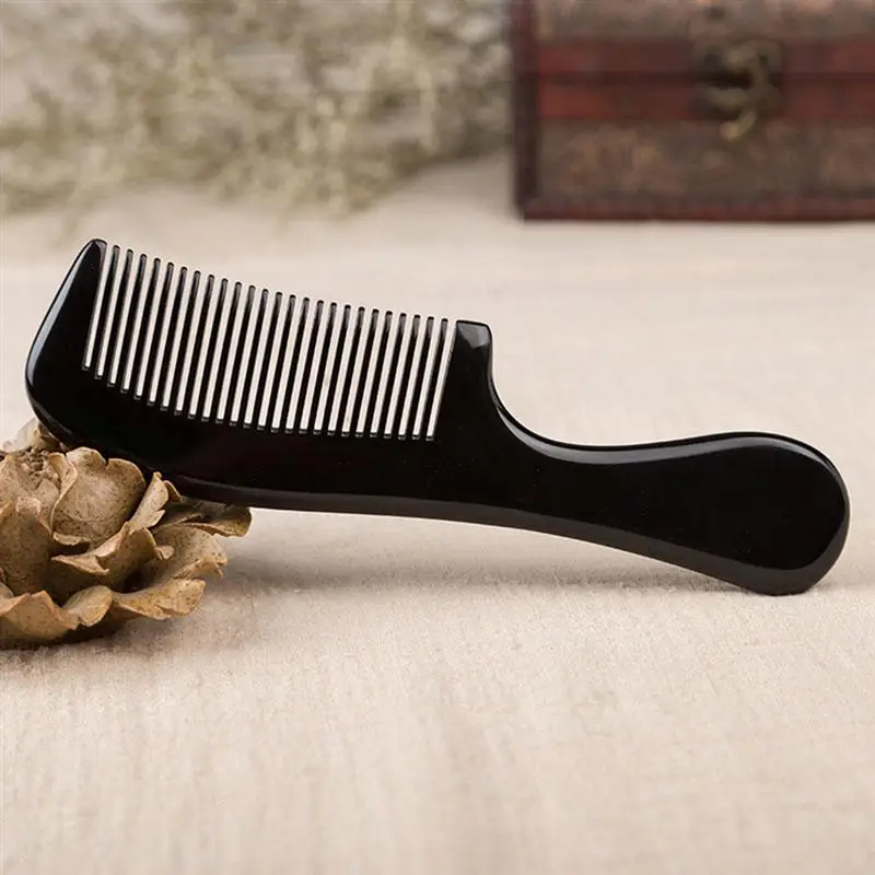 Natural Ox Horn Comb Anti Static Fine Teeth Handmade Hair Comb with