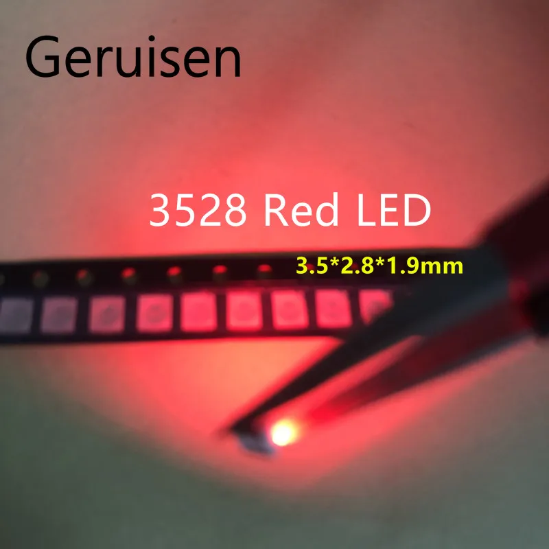 2000PCS 12-20LM 2835 Red 1210 SMD LED 0.2W high bright light emitting diode chip leds 620-625NM PLCC-2 60Ma SMD/SMT 3528 | Освещение