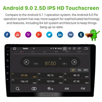 

Harfey Universal GPS 1Din Car Auto Radio Navi Stereo 1Din Android 8.0/8.1 10" Touchscreen Head Unit HD 1080P Multimedia Player