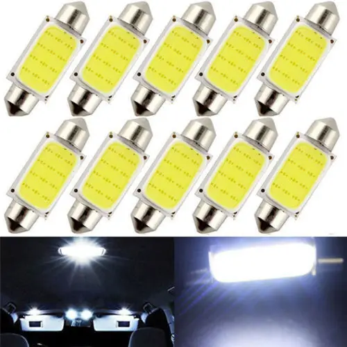 

10pcs Car Interior Door Light 6500K 42MM Festoon White COB LED Map Dome Interior Lights Bulbs Super Bright Car Styling Lamp