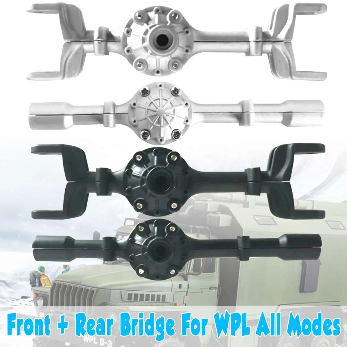 

Metal Front Rear Bridge Axle Shell Set For WPL All Modes RC Car B14 B16 B24 Part Silver Black Durable Shell Parts Accessories