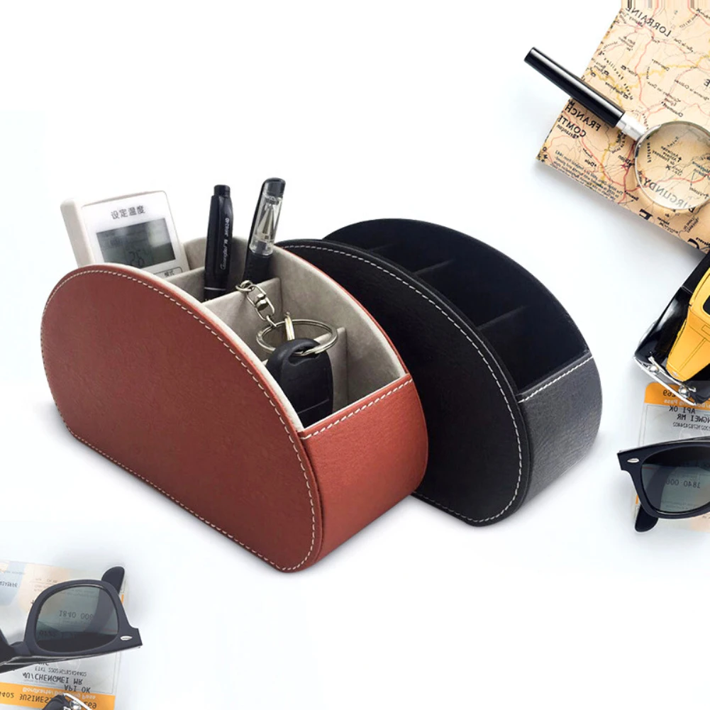 

High Quality Leather Storage box Multifunctional desktop organiser storage box Home Office Remote Control Holder Stand