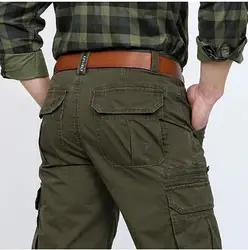 Мужские брюки из хлопка повседневные военные мужские брюки карго с множеством карманов армейский хаки большие размеры 30-44 мужские брюки 2019