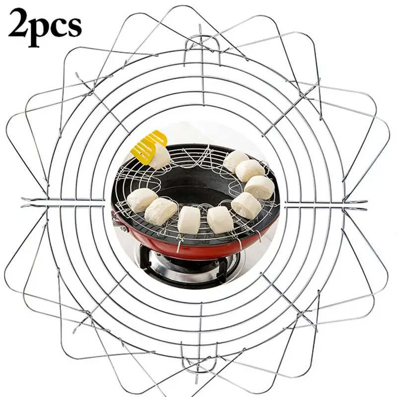 

2PCS Oil Drain Rack Semi-circular Foldable Cooling Rack Tempura Rack for Kitchen