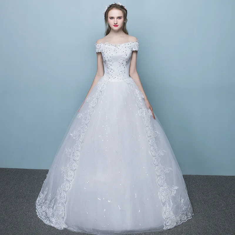 

Appliques Wedding Dresses Long Short Sleeve V-Neck Lace Up Ball Gown Elegant Wedding Gowns 2019 Boho Vintage Wedding Dresses