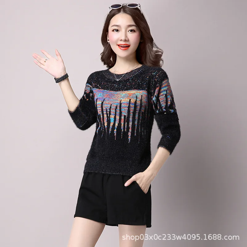 2018 Fashion Cashmere Blended Knitted Sweater Women Loose round neck Autumn Winter Pullovers Female Long Sleeve Color 2018 Fashion Cashmere Blended Knitted Sweater Women Loose round neck Autumn Winter Pullovers Female Long Sleeve Color
