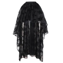 Женская юбка из тюля, высокая талия, эластичная, Готическая, макси, Цветочная, кружевная, стимпанк, верхняя юбка, Ретро стиль, юбки, вечерние, корсет, Saias Jupes