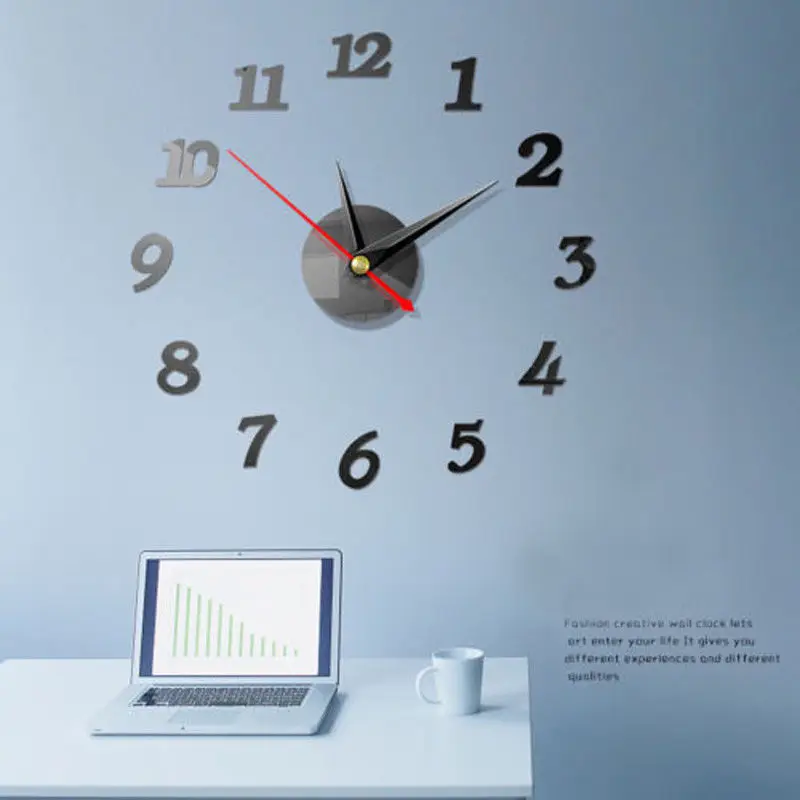 Modern DIY Wall Clock 3D Mirror Stickers 3D Wall Stickers Wall Decor Surface Sticker Removable Home Office Decor Accessories