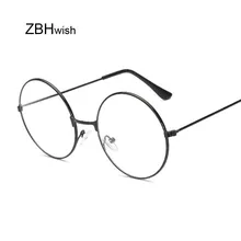 Lunettes rondes noires surdimensionnées, Vintage, monture métallique, verres transparents, Nerd Geek