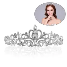 Свадебный гребень зажимы для выпускного вечера блестящие хрустальные стразы Корона Тиара головная повязка(серебро