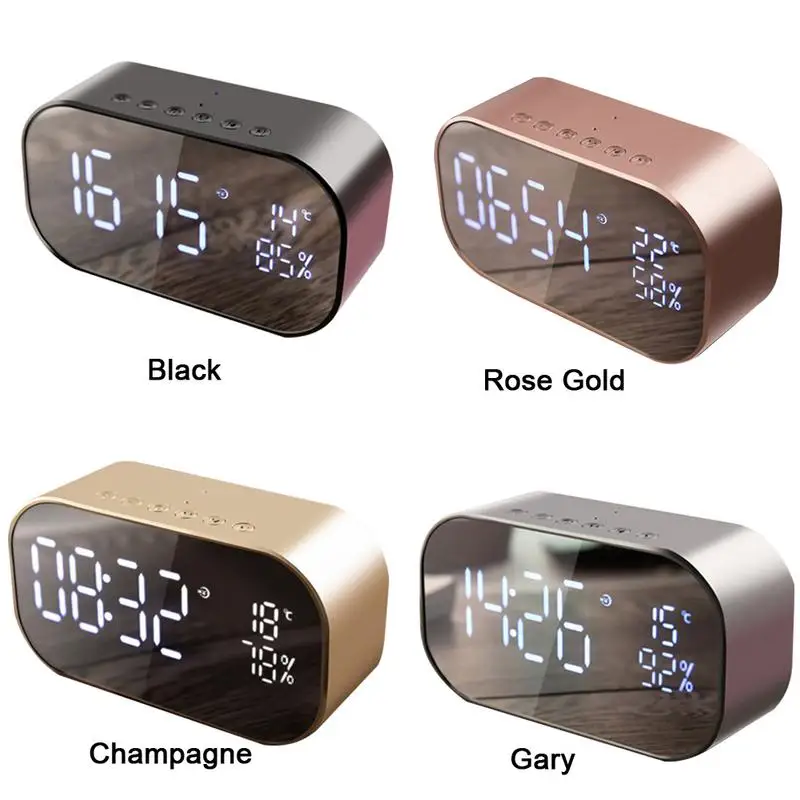 

New Wireless Bluetooth Speaker Clock / Alarm Clock LED Mirror Function Support Bt Aux In Tf Card Fm Hands Free Bluetooth Speaker