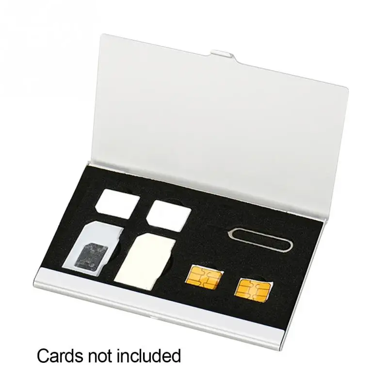 Aleación de aluminio 1 tarjeta Pin + 6 tarjeta SIM soporte Protector tarjeta SIM caja de almacenamiento