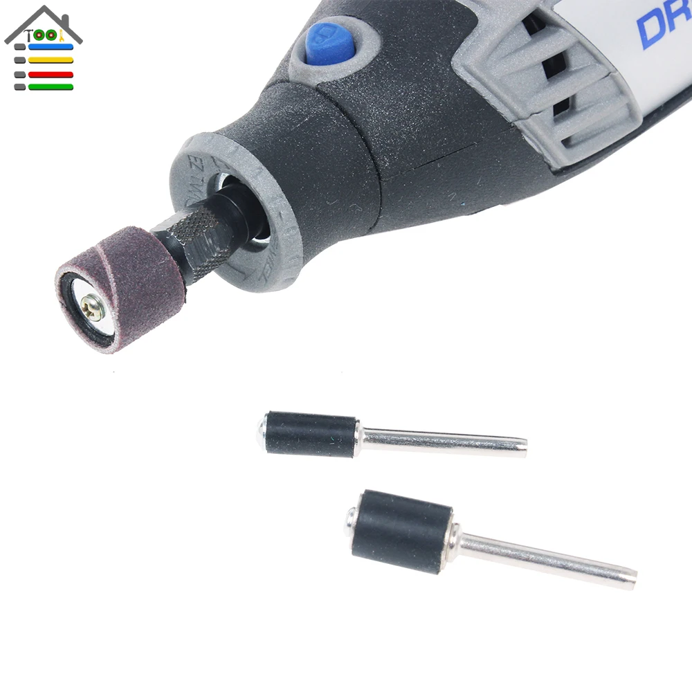 

10Pc Drum Sander for Dremel Accessories 6.3 9.5 12.7mm Rubber Mandrel 3mm Shank Rod for Sanding Grinding Polishing Rotary Tool