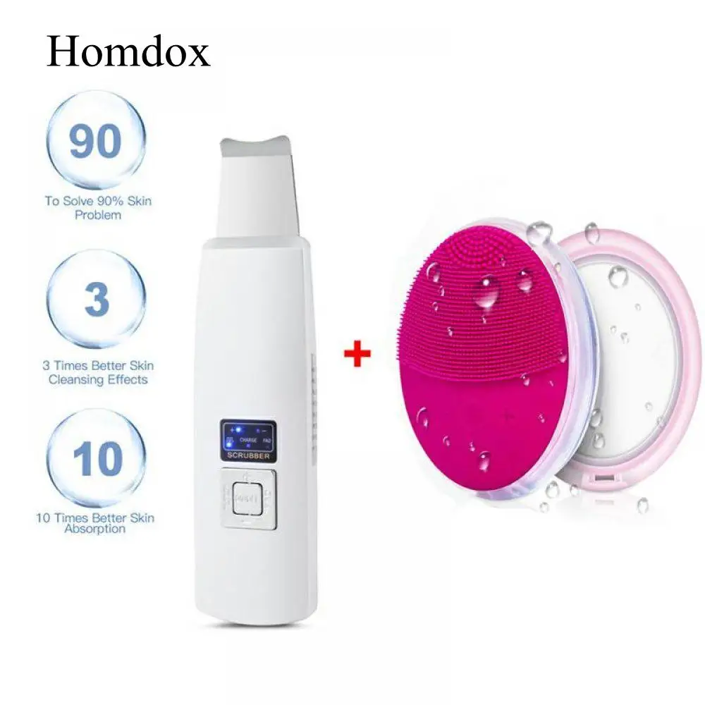 

Electric Ultrasonic Skin Scrubber Rechargeable Iontophoresis Beauty Device Blackhead Cutin Remover Pores Cleanser Exfoliator 495