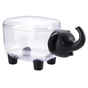 

Cute Dustproof Transparent Elephant Shaped Storage Tank Desktop Storage Box Toothpick Cotton Swab Paper Clips Box