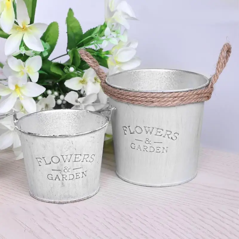 

Vintage Metal Iron Flower Pot Desktop Flowerpot Balcony Garden Home Decor