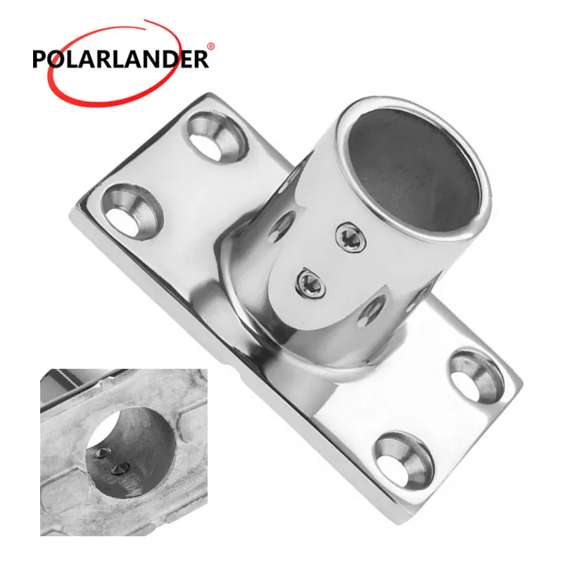 90 Degree Stainless Steel Rectangular Base 7//8 Inch Rail Fitting for Boats