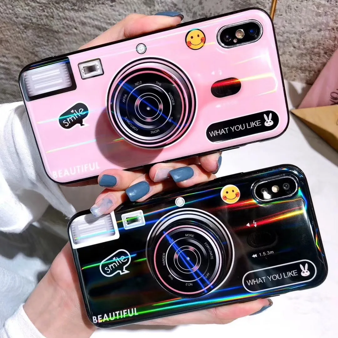 For iPhone XS Max XR X Case Retro Camera Pattern Phone Cover For iPhone