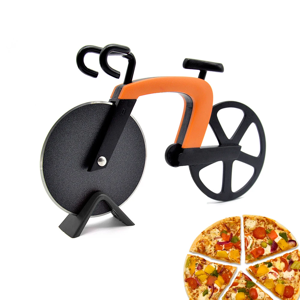 

Stainless Steel Pizza Cutter Innovative Pizza Wheel knife Two-wheel Bicycle Shape Cutting Knife Tool cookie Cutter