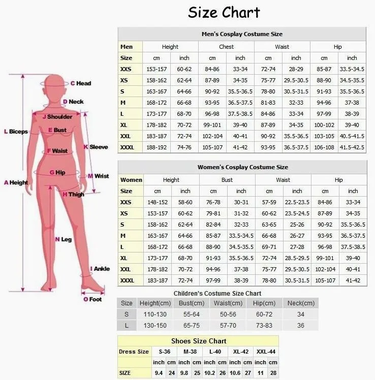 Height Weight And Dress Size Chart