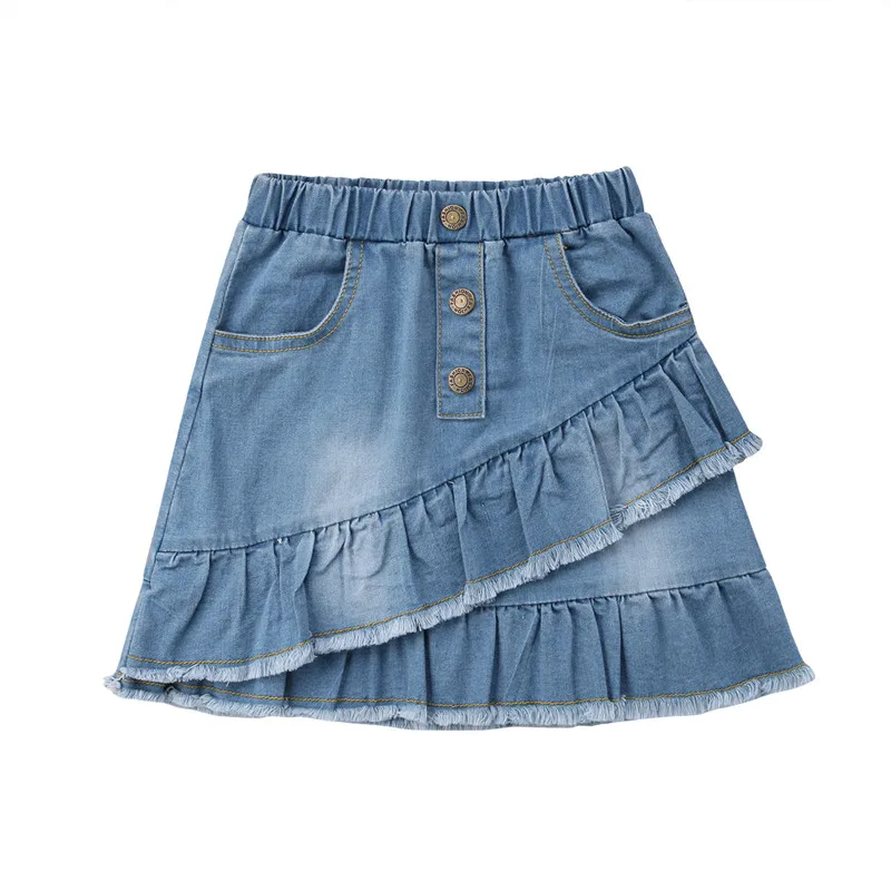 

2019 Toddler Kids Girls Blue Denim Mini Skirt Short SKirt Jean Skirt Casual Party 1 birthday Wedding New Year Baby Skirt