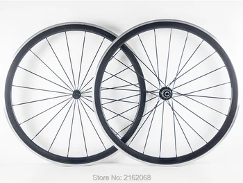 

New 700C 38mm clincher rim Road bike 3K carbon fibre bicycle wheelsets with alloy brake surface aero spoke skewers Free shipping