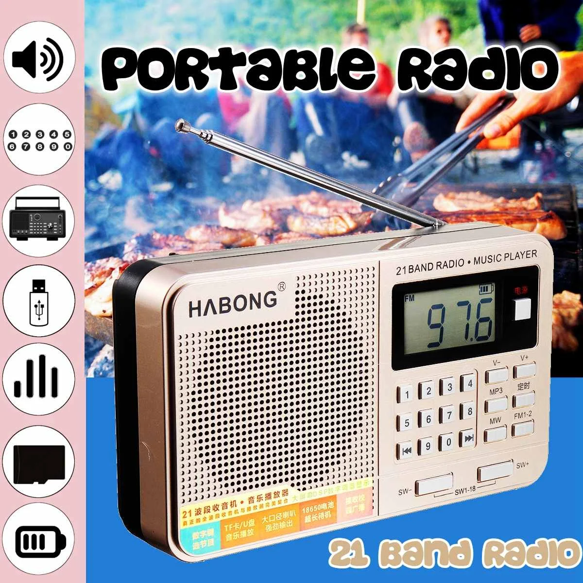 Portable Pockets Radio Personal Handheld Full Band AM FM SW Digital MP3