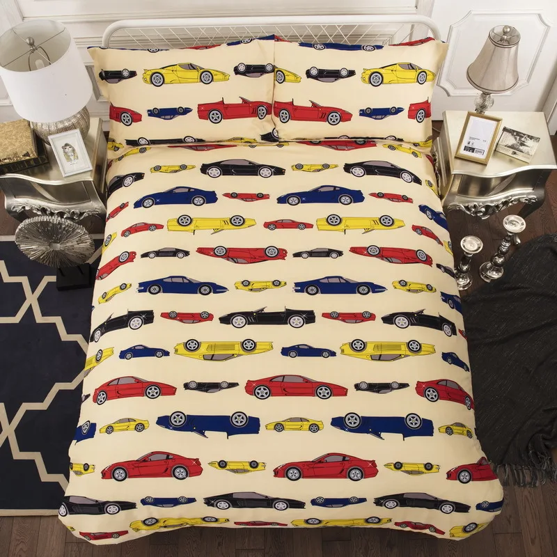Yellow car Digital print Bedding Set Quilt Cover Design Bed Set Bohemian a Mini Van Bedclothes