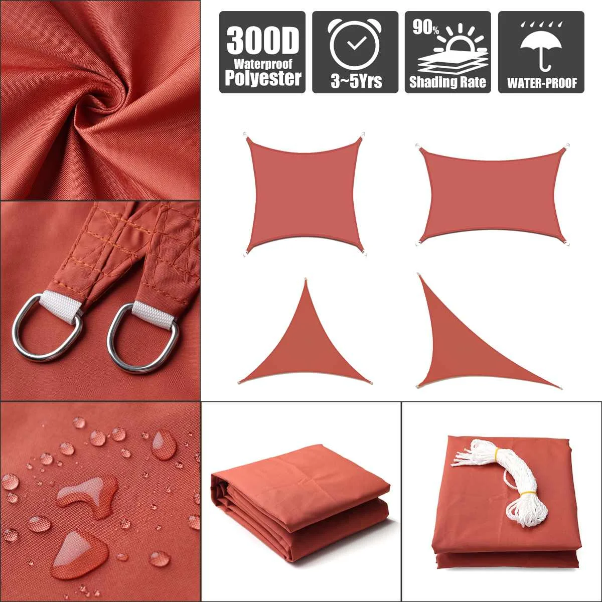 300D impermeable poliéster toldo triángulo Regular sombra Extra pesada vela sol exterior refugio para el jardín tiendas de campaña 300D impermeable poliéster toldo triángulo Regular sombra Extra pesada vela sol exterior refugio para el jardín tiendas de campaña