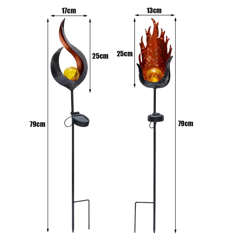 1/2 шт Солнечный Soalr пламенный светильник эффект пламени A/B стиль светодиодный садовый светильник наружный Газон Орнамент теплый белый светильник