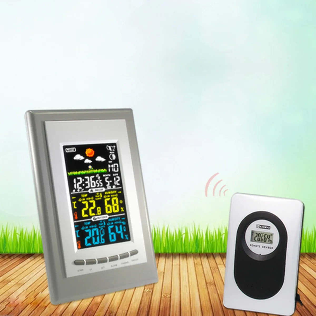 

Weather Station Thermometer Hygrometer Barometer Clock Calendar Digital LCD Wireless Sensor Indoor Outdoor 20x12.5x2.5cm