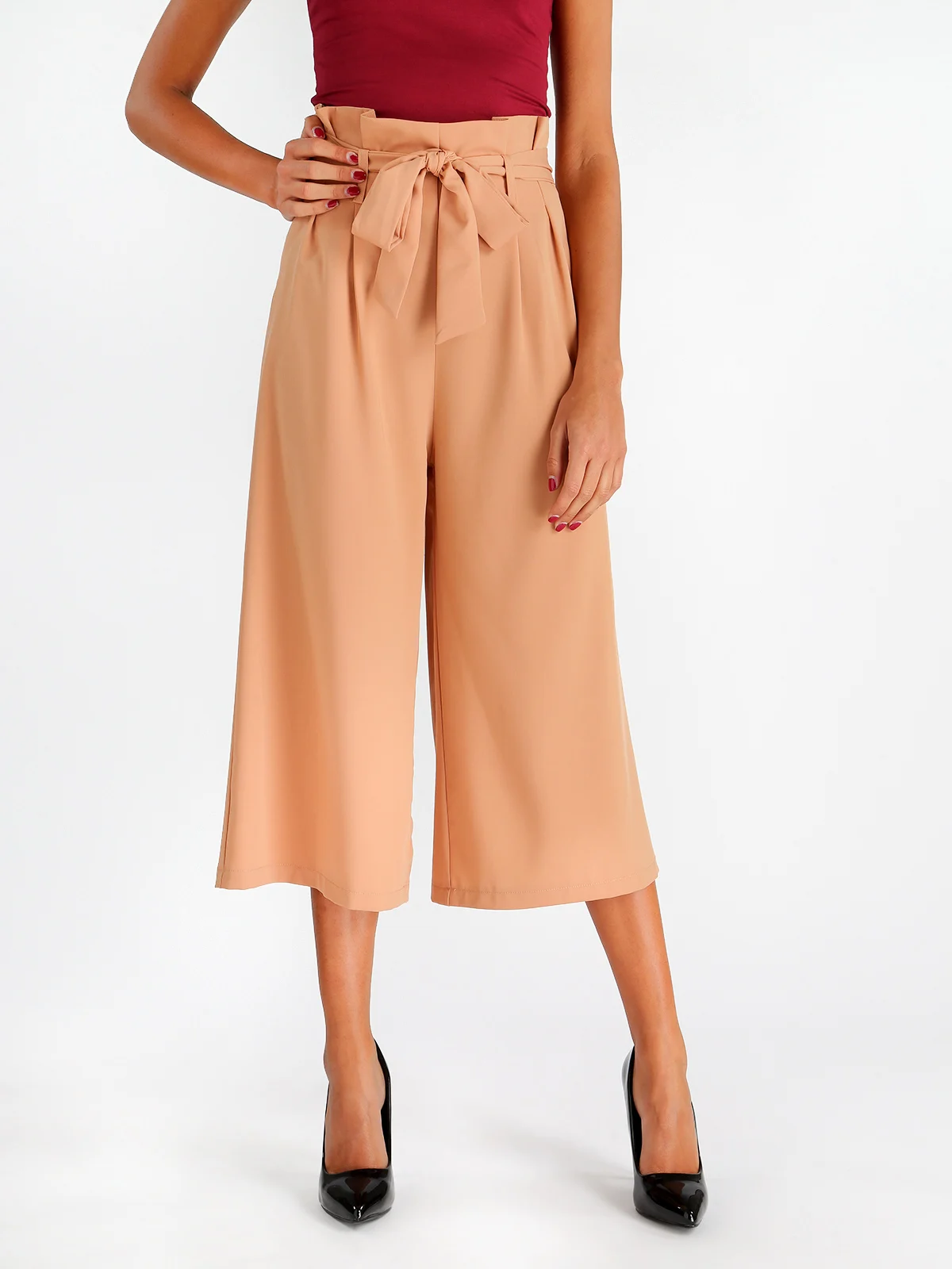 tan culotte trousers