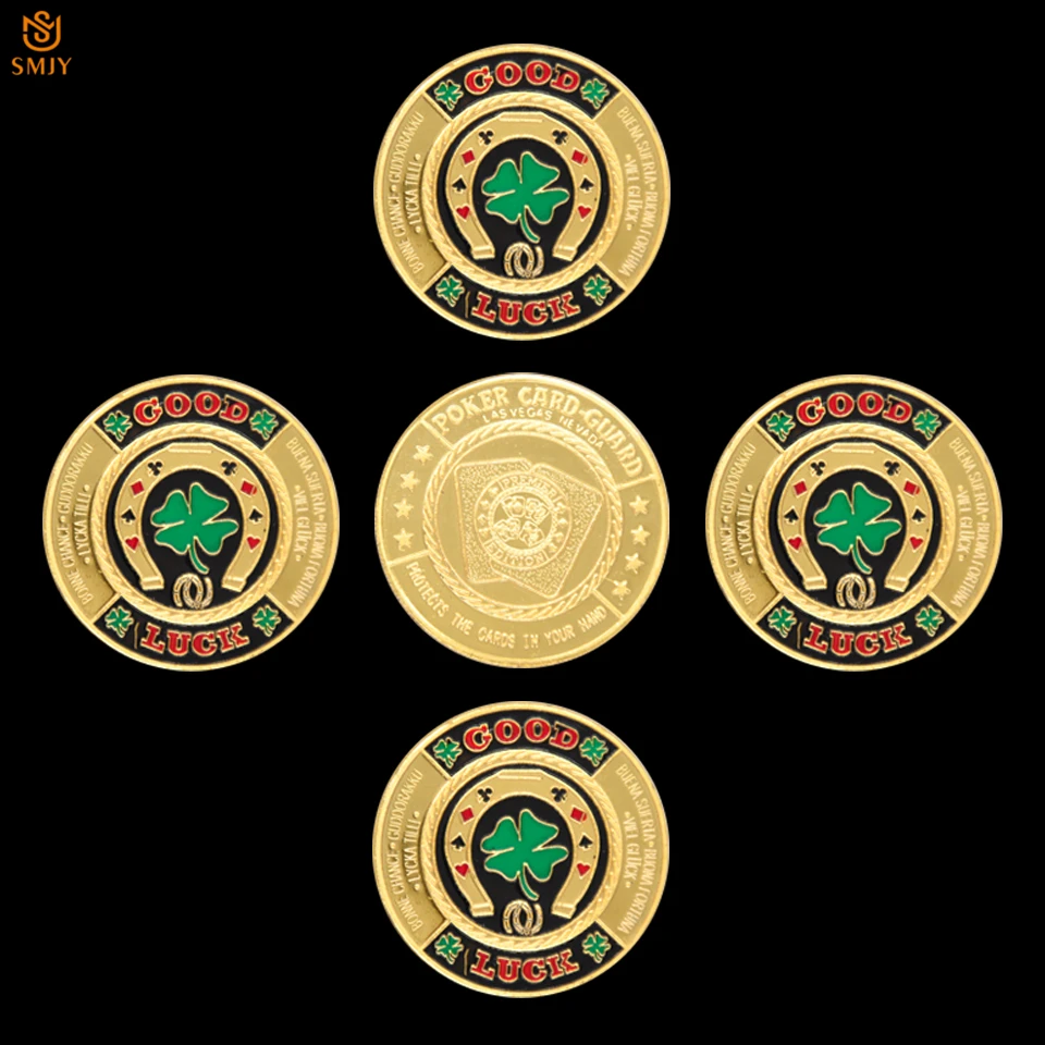 5 шт./лот Клевер Золотой покер карты гвардии Lucky Chip Challenge Token коллекция монет с