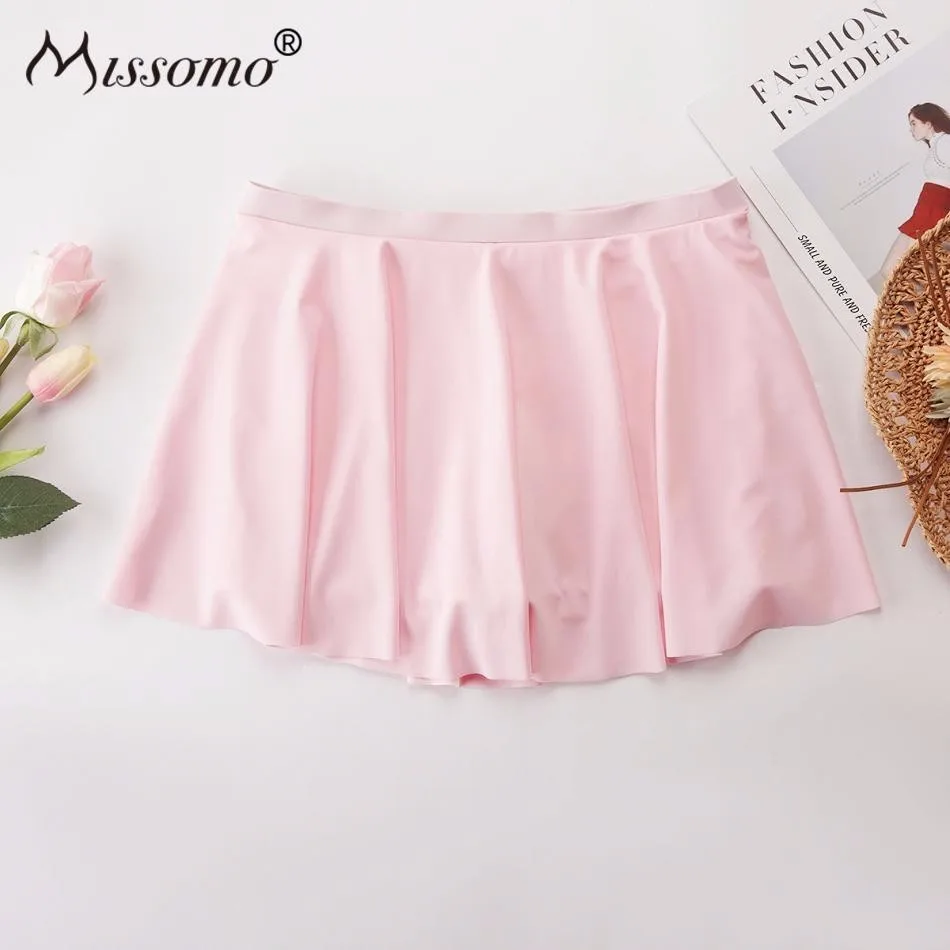 

Missomo Sexy Women Hip-Wrapped Pink Swimming Trunks Open Skirt