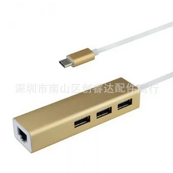 

by dhl or ems 100pcs 3 Ports USB 3.0 HUB Type C Thunderbolt 3 to RJ45 100Mbps Ethernet LAN Adapter Data Type-C For Macbook