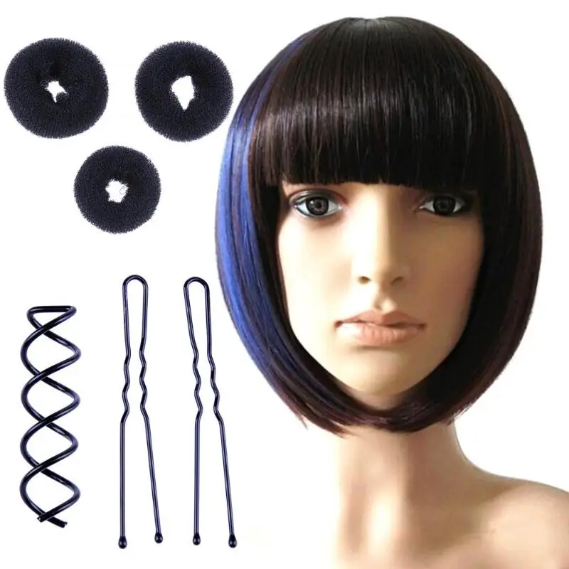 12pcs DIY Hair Braiding Sponge Donut Bun Fluffy Pads Spiral Hair Clip Hairpins Ponytail Twist Hairstyling Tools Set