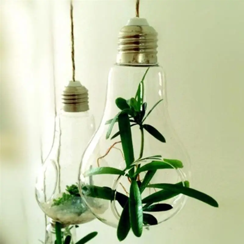 

1PC Hanging Terrarium Glass Vase Light Bulb Shape Flower Planter for Indoor or Garden Decor DIY Gifts