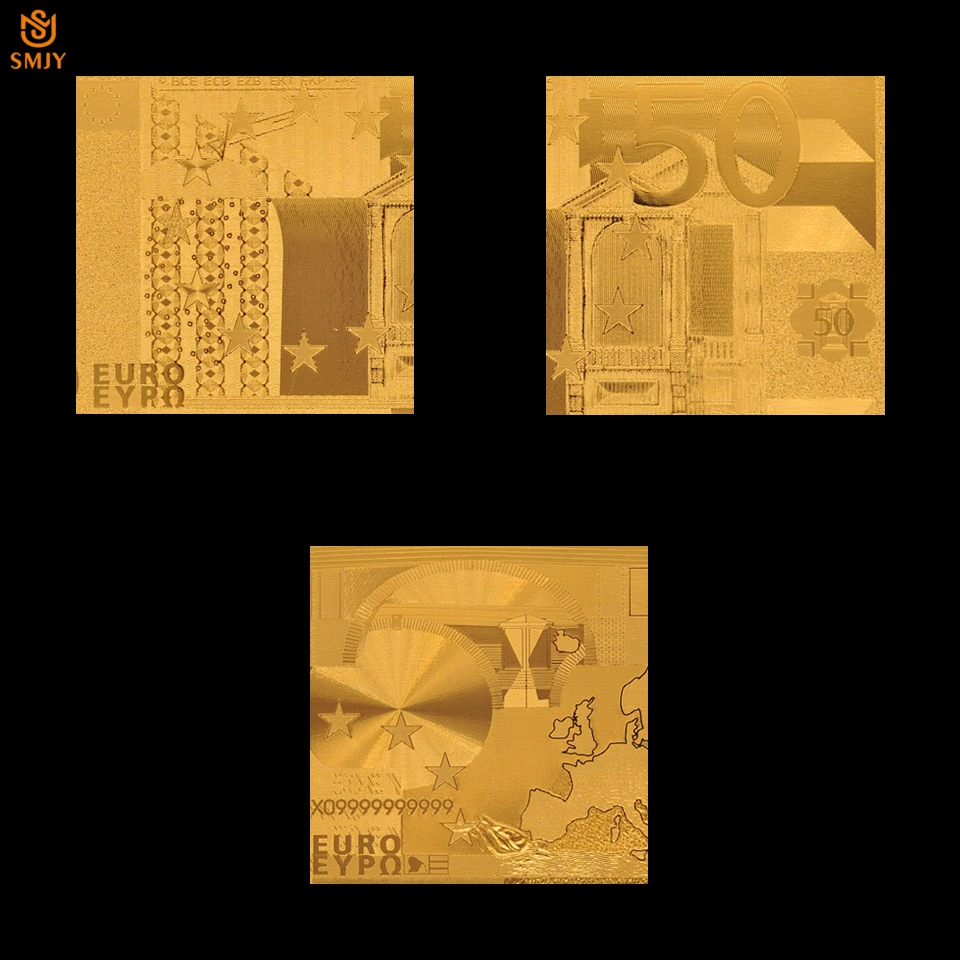 Euro Gold Banknote Colored 50 Plated Bills Paper Euro Gold Banknote Colored 50 Plated Bills Paper Money 24k Value Collection In Banknotes From Home Garden On